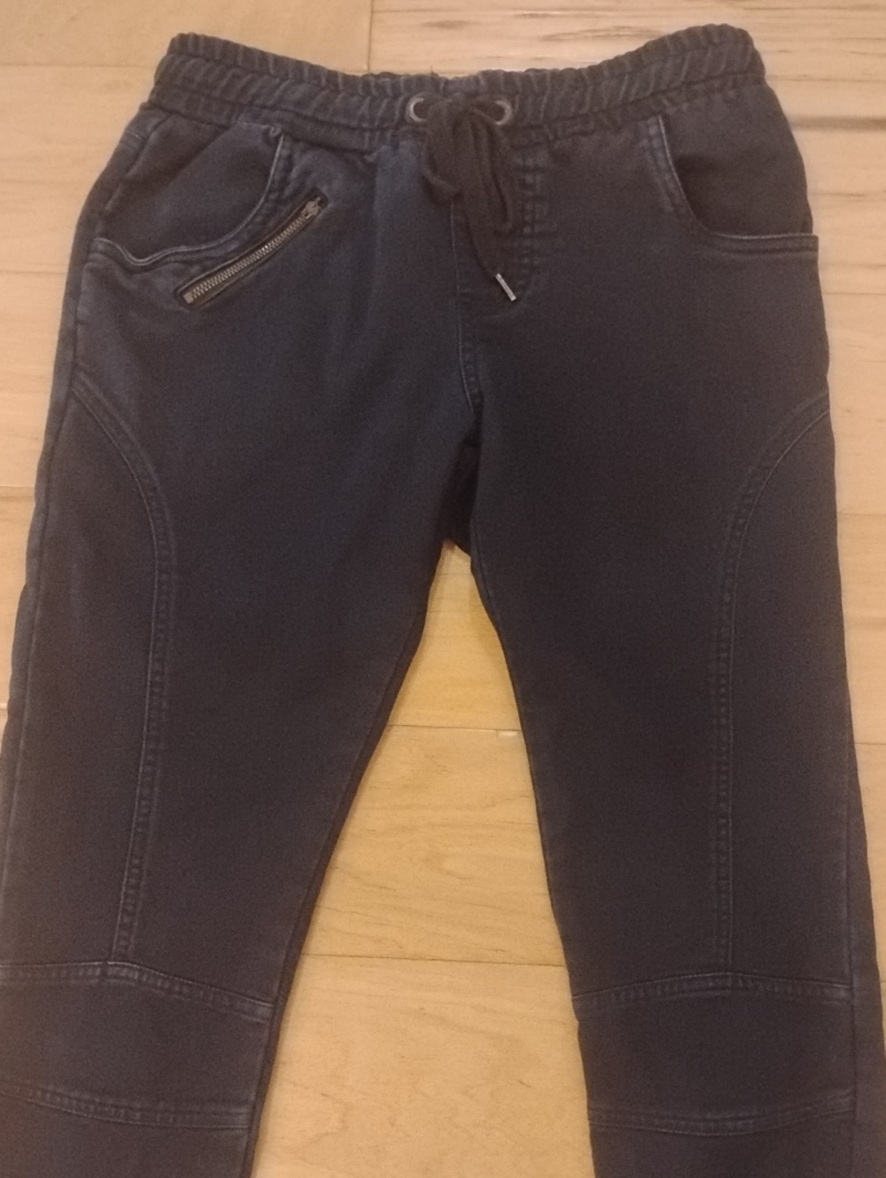 Women’s Drawstring Denim Drawstring Pants in Navy Blue